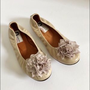 Lanvin Classic Leather Ballet Flat Silk Flower